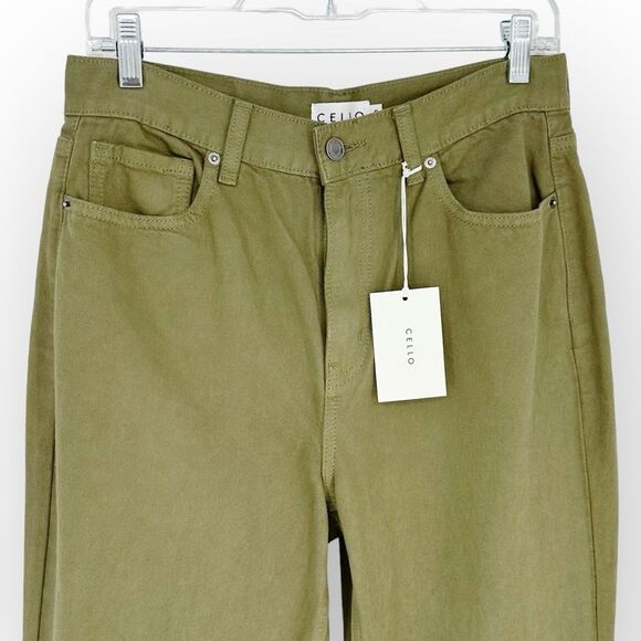 CELLO NWT Split Ankle Olive Colored Denim High-Rise Jeans size 9 Junior - Picture 2 of 7